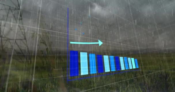 Gezici Kulelerin Üzerine Düşen Yağmur Gök Gürültüsü Üzerine Istatistiksel Veri — Stok video