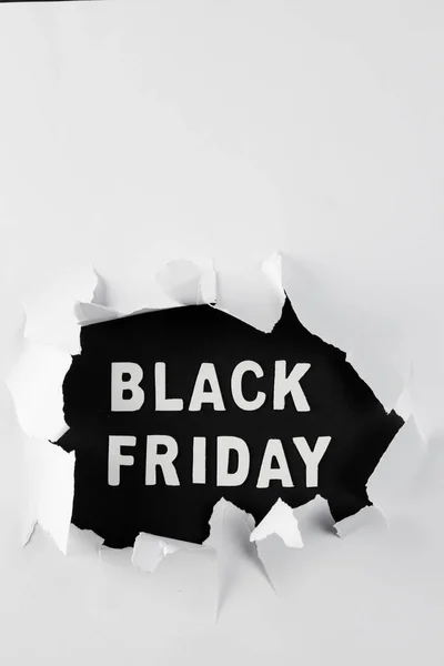 Composition White Paper Card Black Friday Text Retail Shopping Black — Stock Photo, Image