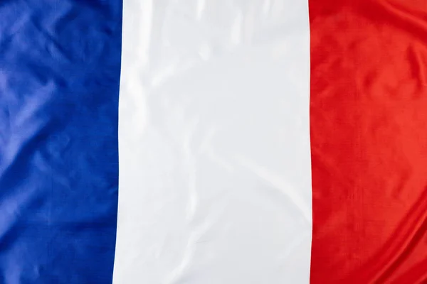 Kırışık Ulusal Fransa Bayrağının Yakın Plan Görüntüsü Ulusal Bayraklar Vatanseverlik — Stok fotoğraf