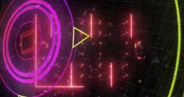Şebeke tünelinde dönen parlayan dairelerin animasyonu. Küresel iş bağlantıları ve dijital arayüz konseptini dijital olarak oluşturur.