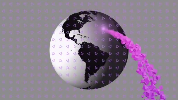 Animation Eines Rotierenden Globus Mit Einem Netzwerk Von Verbindungen Über — Stockvideo