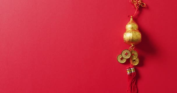 Kırmızı Arkaplanda Kırmızı Çin Dekorasyonunun Videosu Çin Yeni Yılı Gelenek — Stok video