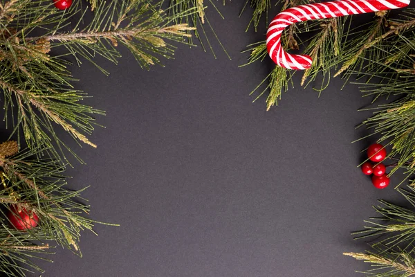 Εικόνα Χριστουγεννιάτικης Διακόσμησης Και Αντιγραφής Χώρου Μαύρο Φόντο Χριστούγεννα Παράδοση — Φωτογραφία Αρχείου