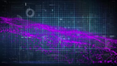 Siyah zemin üzerinde veri işleme üzerinde ışık noktalarının animasyonu. Küresel teknoloji, bilgisayar ve dijital arayüz kavramı dijital olarak oluşturulmuş video.