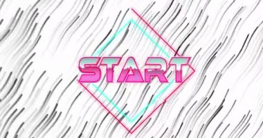 Neon yeşil beyaz kadın neon arka planı üzerine yazının animasyonu. Video oyunu arayüzü ve teknoloji kavramı.