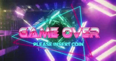 Oyunun animasyonu metin afişi üzerinden, parlak yeşil ve pembe tünel üzerinde, pürüzsüz desenli. Video oyunu arayüzü ve teknoloji kavramı