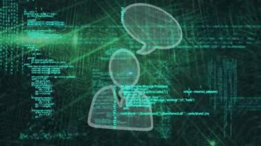 Veri işleme üzerine insan beyni animasyonu. Bağlantılar ağ teknolojisi ve dijital arayüz konsepti dijital olarak oluşturulmuş video.