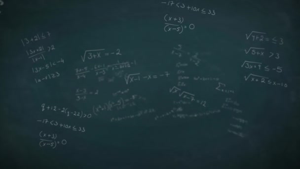 Animação Equações Matemáticas Brancas Loop Sobre Fundo Abstrato Digitalmente Gerado — Vídeo de Stock
