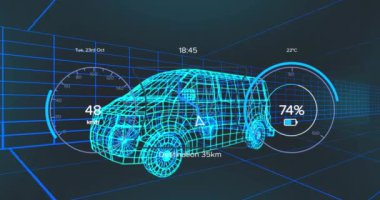 Arkaplanda 3D model ve ızgara animasyonu var. Küresel bağlantılar ve veri işleme kavramı dijital video oluşturuldu.