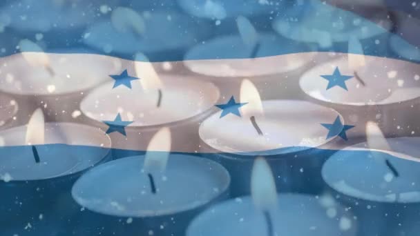 Animation Flag Honduras Candles Global Patriotism Digital Interface Concept Digitally — Stock Video