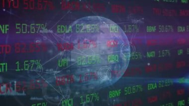 Dünya üzerinde veri işleme animasyonu. küresel iş ve dijital arayüz kavramı dijital olarak oluşturulmuş video.
