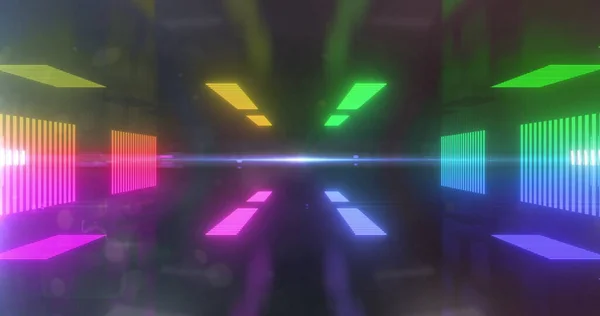 Imagem Várias Listras Brilhantes Coloridas Formando Túnel Movendo Movimento Hipnótico — Fotografia de Stock