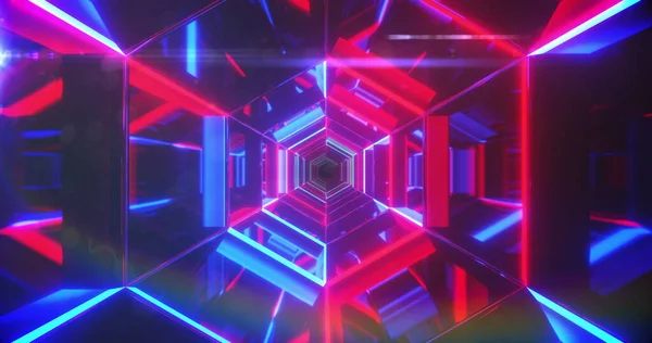 Tunelul Hexagon Albastru Violet Generat Digital Zboară Prin Fundal Imagine — Fotografie, imagine de stoc