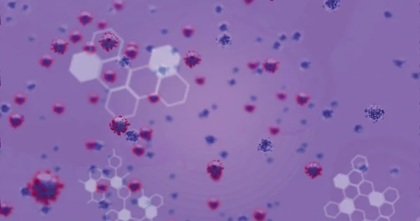 Afbeelding Van Roterende Dna Amides Coronavirus Met Gegevens Hexagons Digitale — Stockfoto