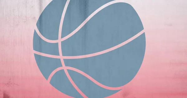 Composition Black Basketball Stencil Design Textured Pink Concrete Background Sport — Stock Photo, Image