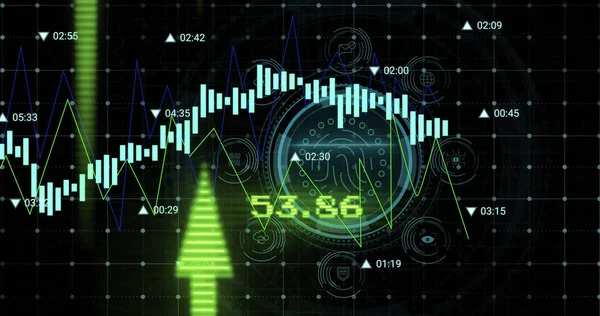 Imagem Processamento Dados Sobre Ícones Mídia Conceito Global Negócios Finanças — Fotografia de Stock