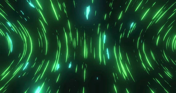 Image Multiple Green Glowing Light Trails Spinning Hypnotic Motion Seamless — Stock Photo, Image