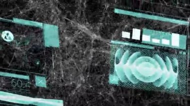 Siyah arkaplan üzerinde veri işleme animasyonu. küresel iş ve dijital arayüz kavramı dijital olarak oluşturulmuş video.