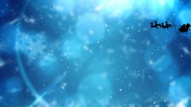 Noel 'de Noel Baba' nın kızağında kar yağması animasyonu. Noel, kış ve dijital arayüz kavramı dijital olarak oluşturulmuş video.