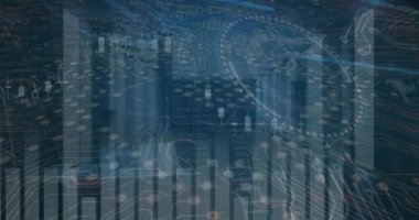 Animation of data processing over network of connections. Global business and digital interface concept digitally generated video.