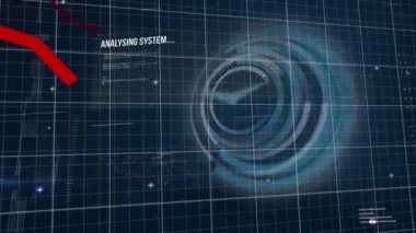 Dijital saat üzerinde haritalar ve programlama dili ile indirgenmiş çizgi grafiğinin animasyonu. Dijital olarak oluşturulmuş, hologram, rapor, kodlama, veritabanı, geri sayım ve teknoloji kavramı.