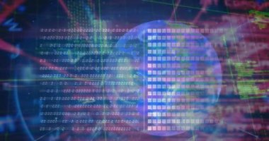 Dünya üzerinde veri işleme animasyonu. küresel iş ve dijital arayüz kavramı dijital olarak oluşturulmuş video.