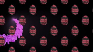 Siyah arka planda paskalya yumurtası simgelerinin canlandırılması. Sosyal medya ve dijital arayüz konsepti dijital olarak oluşturulmuş video.