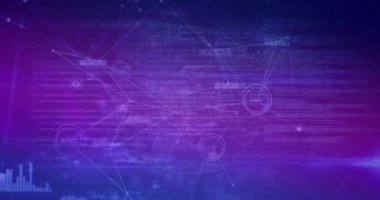 Mavi ve pembe arka planda veri işleme ağı ile bağlantıların animasyonları. Küresel veri işleme ve bağlantı konsepti dijital video oluşturuldu.