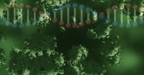Анімація Падаючих Клітин Ниток Днк Темному Тлі Глобальна Концепція Пандемії — стокове відео