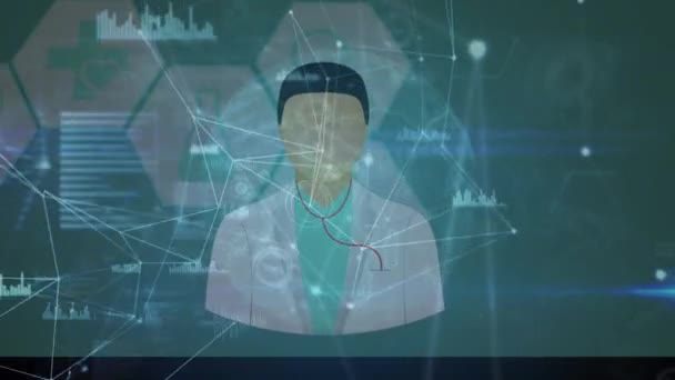 Animação Rede Conexões Sobre Ícone Médico Conceito Global Negócios Interface — Vídeo de Stock