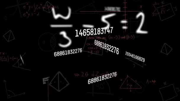 Animação Fórmulas Matemáticas Movimento Fundo Escuro Conceito Educação Aprendizagem Matemática — Vídeo de Stock