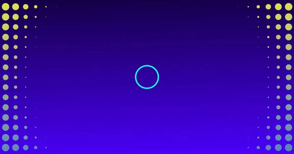 Afbeelding Van Cirkel Meerdere Rijen Gloeiende Blauwe Gele Levendige Stippen — Stockfoto