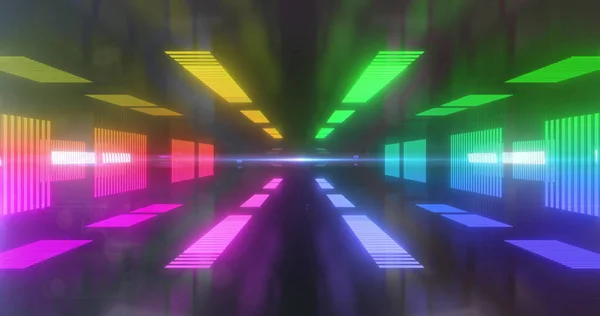 Изображение Многоцветных Светящихся Полос Образующих Туннель Движущийся Гипнотическом Движении Бесшовном — стоковое фото