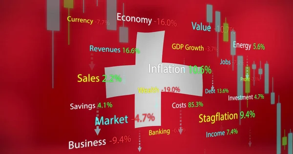Imagen Del Procesamiento Datos Sobre Bandera Suiza Negocios Globales Finanzas — Foto de Stock
