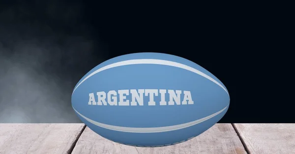 Composición Pelota Rugby Decorada Con Texto Argentina Sobre Fondo Negro — Foto de Stock