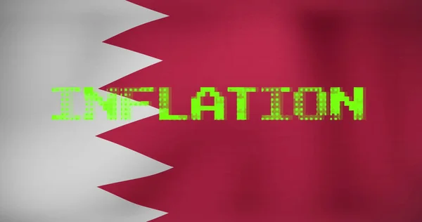 Εικόνα Του Κειμένου Του Πληθωρισμού Πάνω Από Σημαία Του Μπαχρέιν — Φωτογραφία Αρχείου