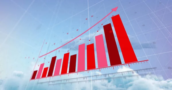 Bild Der Statistischen Datenverarbeitung Über Wolken Blauen Himmel Geschäftsdaten Und — Stockfoto