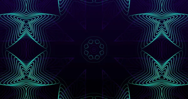 Image Rows Glowing Multiple Kaleidoscope Abstract Outlined Shapes Moving Hypnotic — Stock Photo, Image