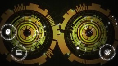 Kapsam taramasında veri işleme ve simgelerin canlandırılması. Küresel iş ve dijital arayüz kavramı dijital olarak oluşturulmuş video.