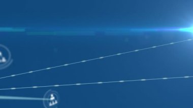 Mavi arkaplan üzerindeki bağlantı ağının animasyonu. küresel iş ve dijital arayüz kavramı dijital olarak oluşturulmuş video.