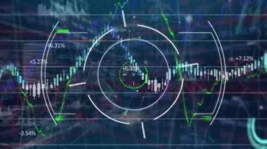 Kapsam taramasında veri işleme animasyonu. küresel iş ve dijital arayüz kavramı dijital olarak oluşturulmuş video.