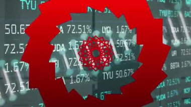 DNA ipliği üzerinde veri işleme ve ofis animasyonu. Küresel iş ve dijital arayüz kavramı dijital olarak oluşturulmuş video.
