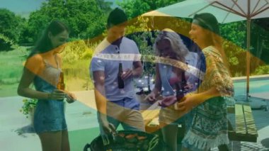 Çeşitli arkadaş gruplarının dışarıda parti yapmaları üzerine Brezilya bayrağı animasyonu. Siyaset ve vatanseverlik kavramı dijital olarak oluşturuldu.