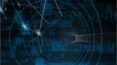 Veri işleme üzerinden bağlantı ağının animasyonu. küresel iş ve dijital arayüz kavramı dijital olarak oluşturulmuş video.