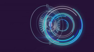 Karanlık arka plan taramasının animasyonu. Küresel veri işleme ve bağlantılar dijital video oluşturma kavramı.