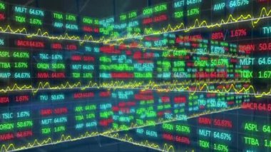 Dünya üzerinde veri işleme animasyonu. küresel iş ve dijital arayüz kavramı dijital olarak oluşturulmuş video.