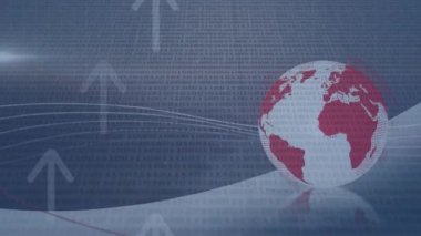 Dünya üzerinde veri işleme animasyonu. küresel iş ve dijital arayüz kavramı dijital olarak oluşturulmuş video.