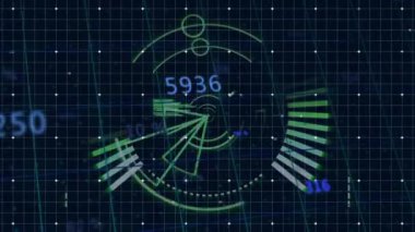 Kapsam taramasında veri işleme animasyonu. küresel iş ve dijital arayüz kavramı dijital olarak oluşturulmuş video.