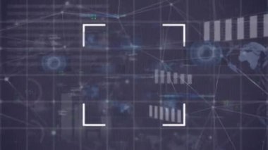 Kapsam taramasında veri işleme animasyonu. küresel iş ve dijital arayüz kavramı dijital olarak oluşturulmuş video.