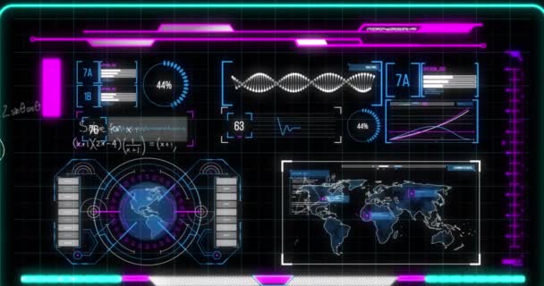 Animación Ecuaciones Matemáticas Procesamiento Datos Sobre Fondo Negro Ecuaciones Matemáticas — Vídeos de Stock